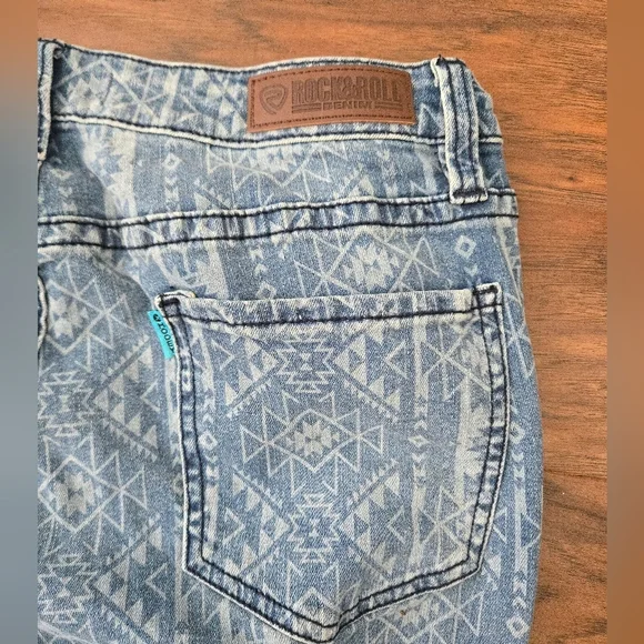 Rock And Roll Hooey Aztec High Rise Trouser Jeans Womens Size 33x32 Western - Picture 3 of 10
